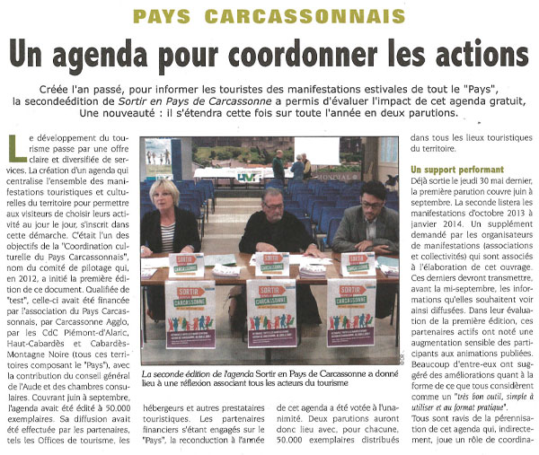 Article sur "l'Agenda des Sorties 2013" dans la Dépêche du Midi