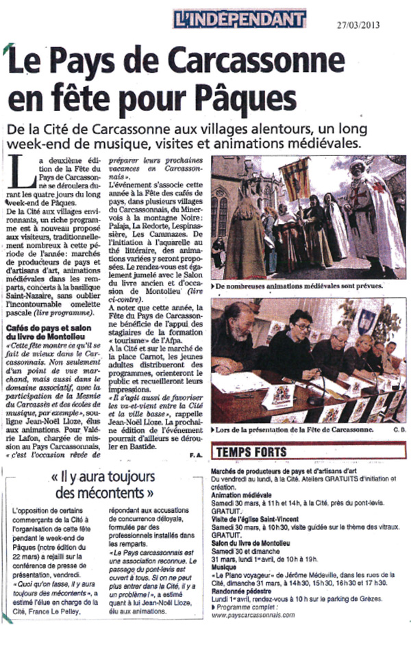 Article Independant "Fete du Pays de Carcassonne"