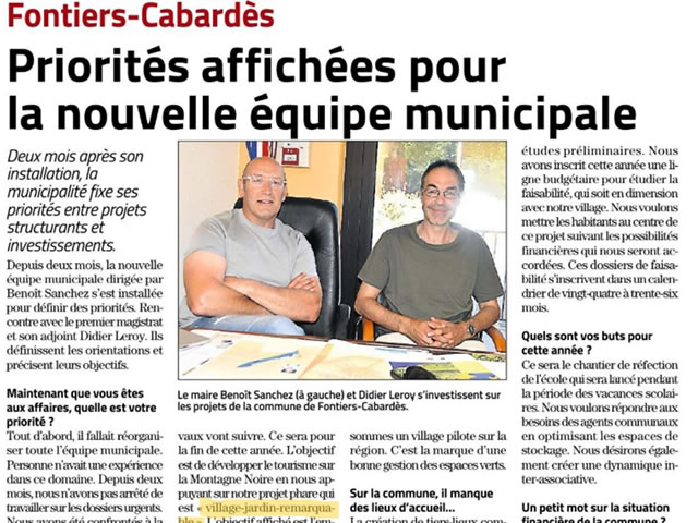 Priorit&eacute;s &agrave; Fontiers-Cabard&egrave;s
